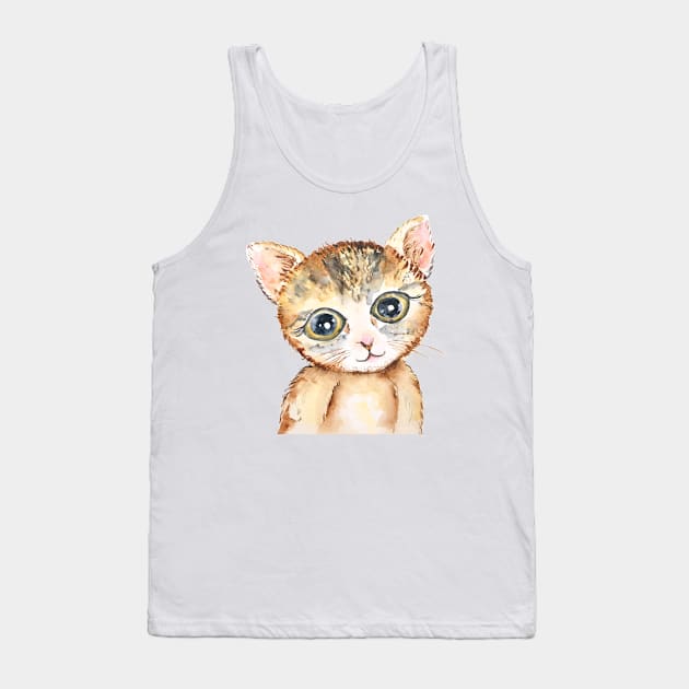 cute baby cat pussy watercolor Tank Top by colorandcolor